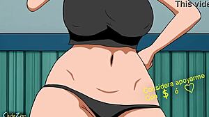 Animation of Chuchozepa, the quirky tia grandma in wild cartoon antics