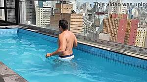 Summer day turns steamy with yuri sex by the pool