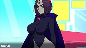 2D animated blowjob game with Raven from Foxicube games