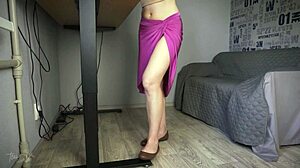 Wanna See Sexy Legs Teased in Tight Slit Skirt?