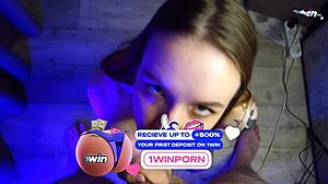 At the party, skinny slut sunako kirishiki gives POV blowjob and gets cumshot