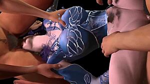 3D Cosplay Slut's First Gangbang Sex