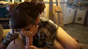 Hell yeah! Nerdy cute girl spills cum down a huge dick after sloppy deepthroat