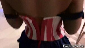 Teen gets fucked while young friend gives first blowjob at the zombie party