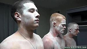 Naked in army hazing, showering turns into gay fucking 😈