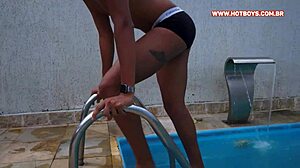 Me and my buddy screw the naughty emo at pool party