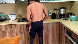 Stepbrother Horny in Kitchen Makes Stepsister Suck Cock and Cum