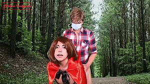Sensual cosplay couple explores wild sex in woods