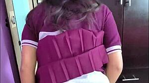 schoolgirl fucks neighbor secretly, gets cum filled from behind