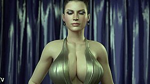 I can't believe this tremendous pair of big tits in femdom handjob scene, cum everywhere