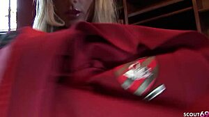 Blonde teen gets cosplay sex with old man in fishnets