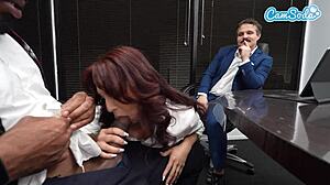 Hot Busty Wife Bangs BBC Employee While Husband Watches