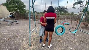 Public Park Sex With Old Man and Two Busty Young Women