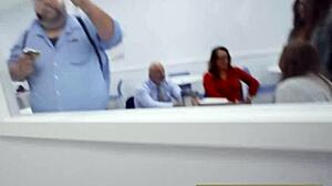 Is Sasha Pearl sucking Parker Ambrose's fat dick at work?