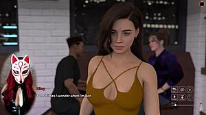 Playful fox cosplayer shows upskirt in public