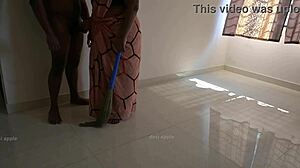 I got my Tamil maid Prabha to jerk my dick between work.