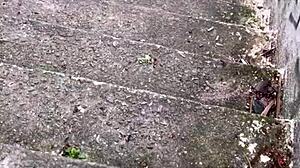 Patricinha with pink pussy climbs hill horny