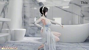 azur lane zhenhai 3d nude dance in chinese comic style
