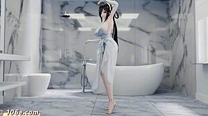 azur lane zhenhai 3d nude dance in chinese comic style