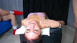 Woman Takes Cock Deep in Throat Upside Down