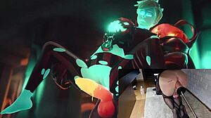 3D animated porn featuring a sex machine and femboys