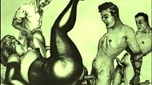 vintage cartoon animation with retro hentai elements, old-school anime style erotic scenes