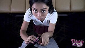 Luna Mills as a student in a creampie scene