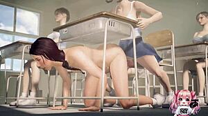 Anime classmates fucking in public classroom