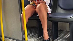 18-Year-Old Stepdaughter Flashing Without Panties on Public Bus