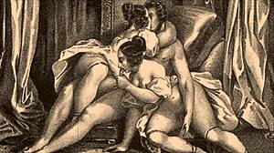 Vintage Erotic Cartoon Illustration Of Antique Anime Hentai