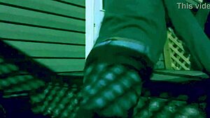 Time lapse stop frame stretch against steps at night with lattice shadow ass and legs effect