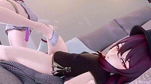 Hu Tao's Intense Lesbian Scene in Hentai!