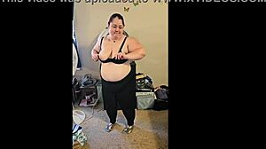 bbw brunette strips and dances