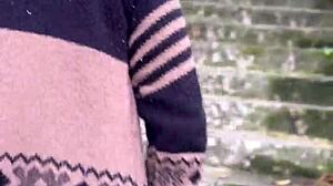 Patricinha with pink pussy climbs hill horny