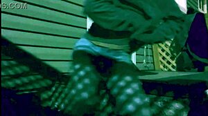 Time lapse stop frame stretch against steps at night with lattice shadow ass and legs effect