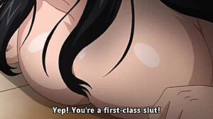 Anime slut in gangbang! Double penetration and facial!