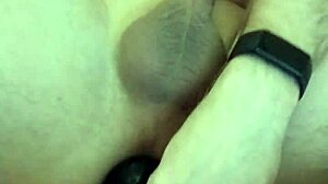 I push in the big black plug for intense anal pleasure