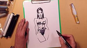 Drawn Hot Sexy Girl In Latex Quick Sketch With Markers