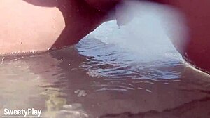 shaved pussy caught peeing on public beach