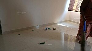 I got my Tamil maid Prabha to jerk my dick between work.