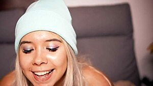 Horny blonde gets wet and wild on webcam call