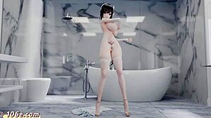 azur lane zhenhai 3d nude dance in chinese comic style