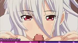 Anime teen gets huge cock in pussy game