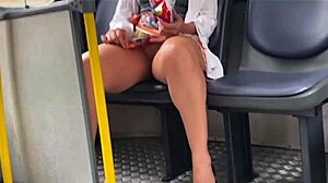 18-Year-Old Stepdaughter Flashing Without Panties on Public Bus