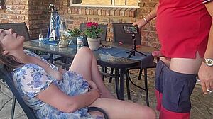 Mutual masturbation got wild when I caught my friend's wife fingering on the patio and joined her!