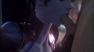 Widowmaker love in anime hentai style with romantic overtones and character interactions.