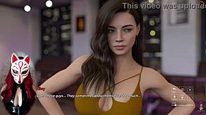 Playful fox cosplayer shows upskirt in public