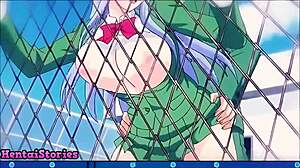 Anime teen gets huge cock in pussy game