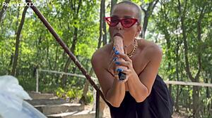 blonde cougar fucks her cunt with vibrator till wet