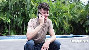 Step father catches twinks wanking, then joins the anal blowjob threesome with bareback assfucking!